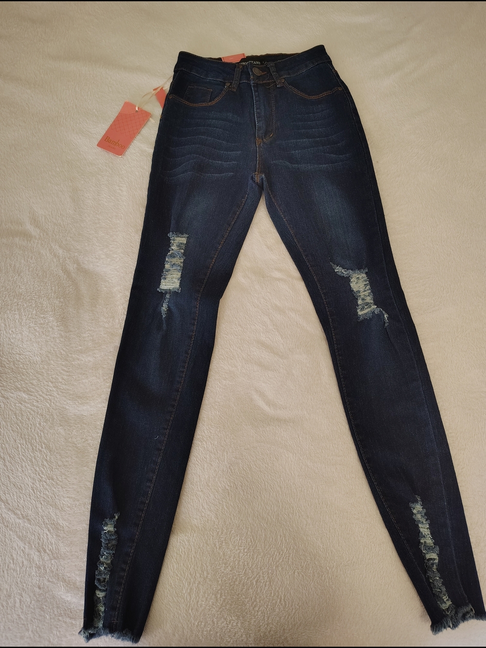 BAMBOO Dark Blue Distressed Skinny Jeans - Women